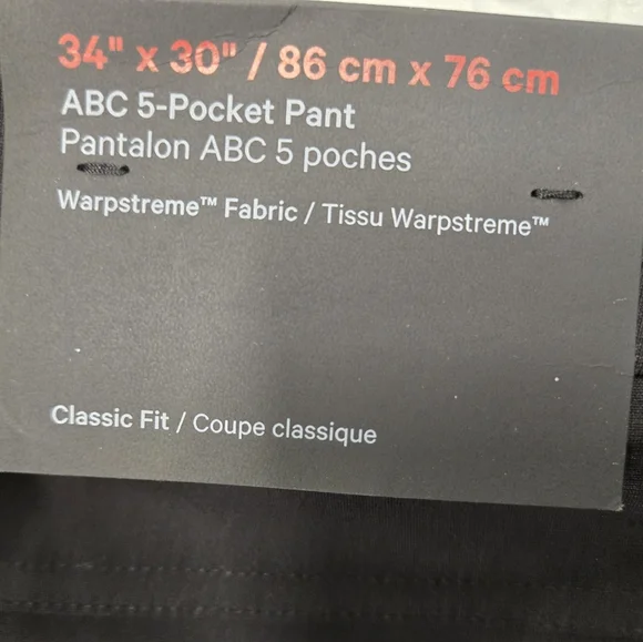 NWT Lululemon Men’s ABCClassic- Fit 5 Pkt Pants SZ 34 X 30 (30 L)Warpstreme